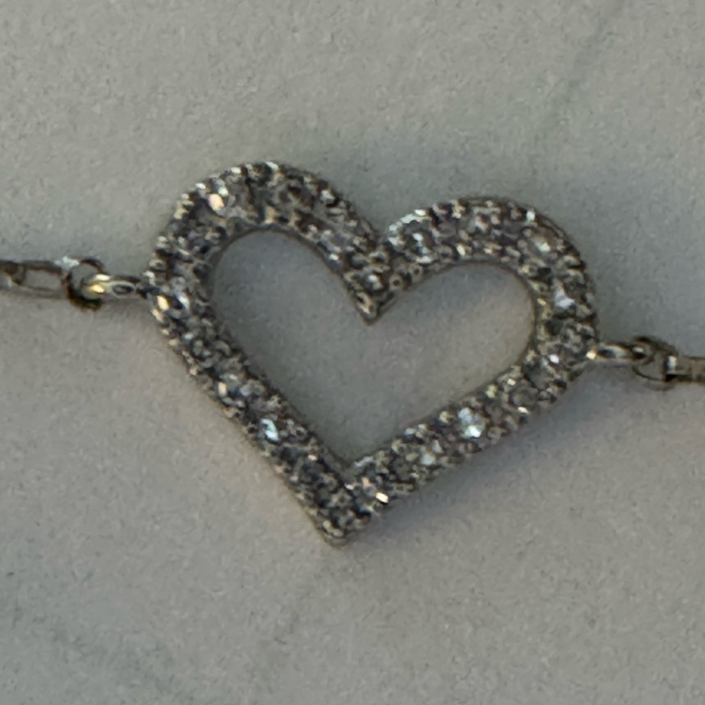 Effy Novelty 14K White Gold Diamond Heart Bracelet, 0.10 TCW